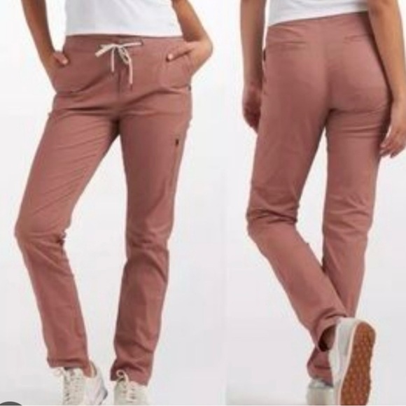 Vuori Pants - Vuori Casual Pants in Rust/Rose Rip Stop material